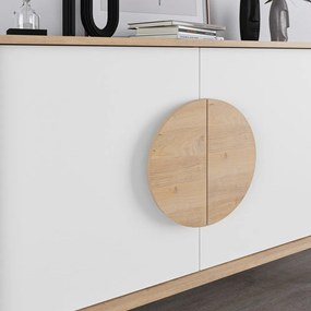 Cassettiera bassa in rovere decorata in bianco e naturale 110x82 cm Vae - Marckeric