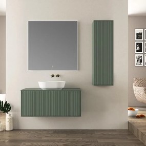 Mobile da bagno sospeso sotto lavabo L 100 x H 43 x P 46 cm verde opaco, 2 cassetti BADEN HAUS DOMINO