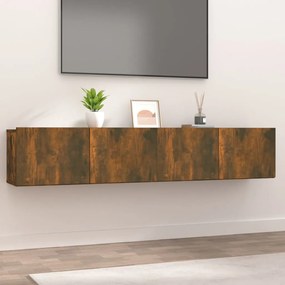 Mobili Tv 2 Pz Rovere Fumo 80x30x30 Cm Legno Multistrato /