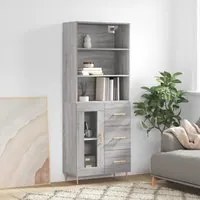 Credenza Grigio Sonoma 69,5x34x180 cm in Legno Multistrato 3189499