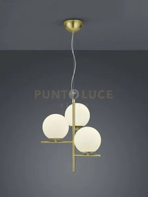Pure sospensione metallo colore ottone opaco con 3 sfere bianche d....