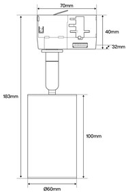 Faro GU10 per binario Trifase in alluminio Nero