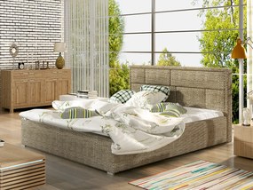 Letto matrimoniale con box contenitore Lanzarote - 160 x 200 cm , Tessuto sabbia grezzo