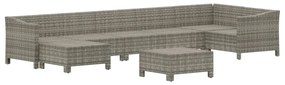Set divani da giardino 8 pz con cuscini in polyrattan grigio