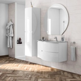 Mobile sottolavabo e lavabo Vague per vasca a destra bianco lucido L 104 x H 55 x P 52 cm 2 cassetti