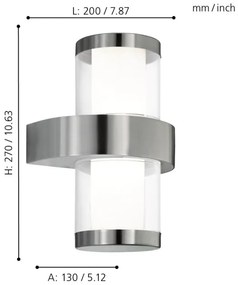 Eglo 94799 - Applique da esterno BEVERLY 1 2xLED/3,7W/230V IP44