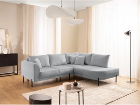 Divano angolare grigio chiaro (con penisola a destra/a L) con rivestimento in ciniglia Mauris – Ropez