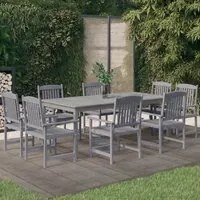 Set da Pranzo da Giardino 9 pz Legno Massello di Acacia Grigio