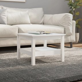 Tavolino Da Salotto Bianco 55x55x40 Cm Legno Massello Di Pino /