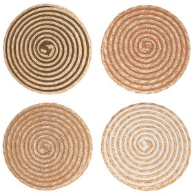 Tovaglietta rotonda spirale in carta e paglia chocolate 39 cm