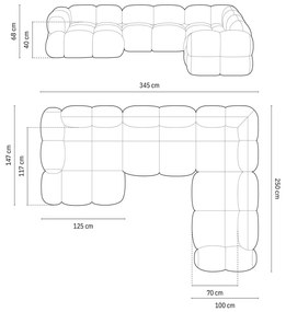 Divano angolare beige (con penisola a destra/a U) Loretto – Cosmopolitan Design