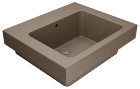 Lavabo a incasso e d'appoggio rettangolare vasca centrale Alaqua L 60 x H 25 x P 21 cm in ceramica marrone opaco