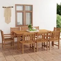 Set da Pranzo per Esterni 9 pz in Legno Massello di Teak 3059948