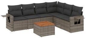 Set divani da giardino 7 pz con cuscini grigio in polyrattan