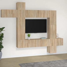 Set mobili porta tv 9 pz rovere sonoma in legno multistrato