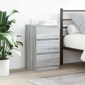 Comodini Con 3 Cassetti 2 Pz Grigio Sonoma 39x35x65 Cm /