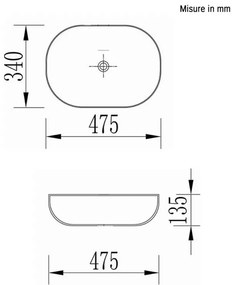 Ciotola da appoggio in ceramica ovale 47,5x34 cm bianco lucido