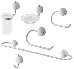 Set accessori a muro 6 pezzi in acciaio cromato e viti incluse Plaza