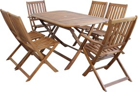 SOLEA - set tavolo in alluminio e teak cm 150 x 80 x 74 h con 4 sedie e 2 poltrone Dresda