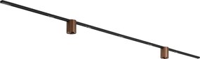Sistema di illuminazione a binario moderno nero con 2 faretti bronzo scuro 1 fase - Iconic Rondoo Up