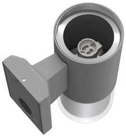 Applique Cilindrica Bidirezionale Grigia, IP54 con 2 basi GU10 Base GU10