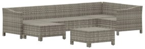 Set divani da giardino 7 pz con cuscini in polyrattan grigio