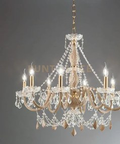 Lampadario opera 12 luci trasparente e tortora attacco e14 vetro e ...