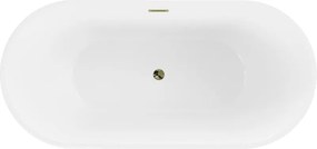 Mexen Luna vasca da bagno indipendente 140 x 75 cm, bianca, troppopieno dorato - 52031407500-50