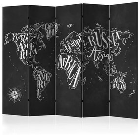 Paravento  Retro Continents (Black) II [Room Dividers]  Colore ---, Dimensioni e Misure 225x172