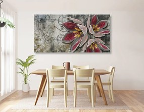 Stampa su tela – Fiori con perle
