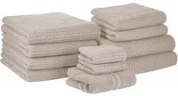 Set di 11 asciugamani Telo da bagno e tappetino da bagno per ospiti in cotone beige