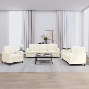 Set Di Divani 3 Pz Crema İn Velluto /