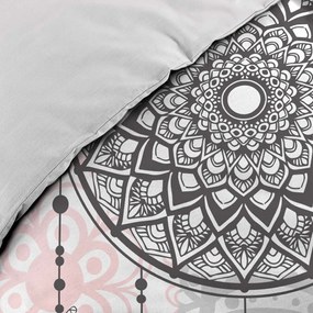 Biancheria da letto in cotone bianco e rosa per letto matrimoniale 200x200 cm Namaste - douceur d'intérieur