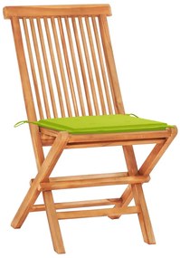 Set da bistrot 3 pz con cuscini verde brillante legno di teak