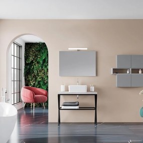 Mobile da bagno sotto lavabo Kros beton/nero opaco L 100 x H 60 x P 48 cm, lavabo non incluso