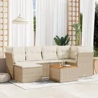 Set Divani da Giardino 7 pz con Cuscini Beige in Polyrattan 3223748