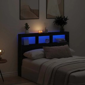 Testiera Con Contenitore A Led Rovere Nero 140x17x102 Cm /