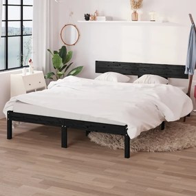 Giroletto Nero İn Legno Massello Di Pino 160x200 Cm /