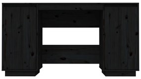 Scrivania nera 140x50x75 cm in legno massello di pino