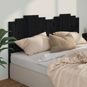 Testiera per letto nera 206x4x110 cm in legno massello di pino