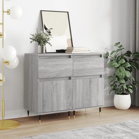 Credenze 2 Pz Grigio Sonoma 40x35x70 Cm İn Legno Multistrato /