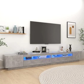 Mobile porta tv con luci led grigio cemento 300x35x40 cm