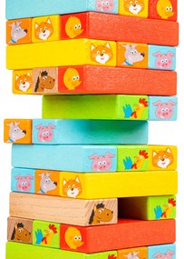 Torre Jenga in legno con animali