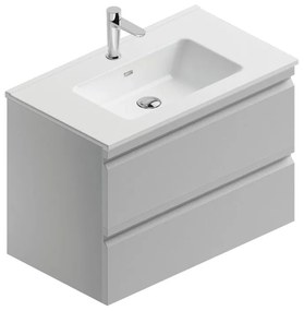 Mobile sottolavabo e lavabo Pull grigio artico opaco in mdf L 80 x H 56 x P 46 cm 1 vasca 2 cassetti