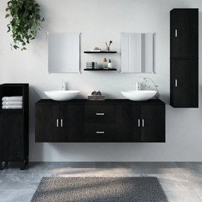 Set Mobili Da Bagno 7 Pz Nero İn Legno Multistrato /