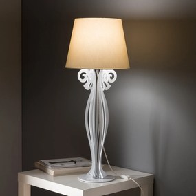 Lampada grande da tavolo Circeo - Bianco marmo - Paralume avorio
