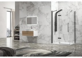 Kamalu - Box doccia 80x70 telaio nero porta battente 70cm laterale fisso 80cm | KT5000N