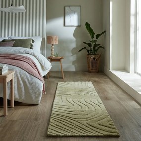 Passatoia in lana color kaki tessuto a mano 60x230 cm Mesmerise Sage - Flair Rugs