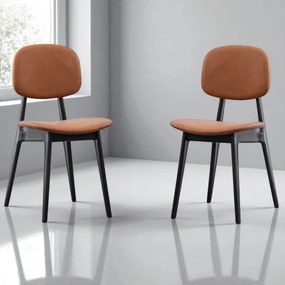 Sedie ATENA in ecopelle cuoio imbottite per soggiorno e sala da pranzo set 2