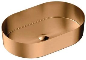 Lavabo Da Appoggio In Acciaio Inox 55x35 - Oro Rosa